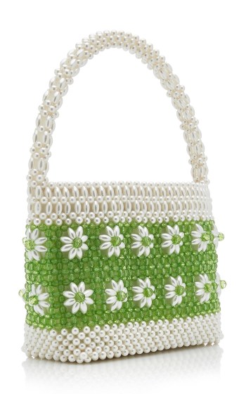 Beaded top handle bag